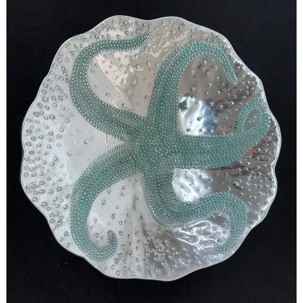 Mariposa Seaside Aqua Oceanus Octopus Aluminum Bowl 8 Coastal Beach Decor